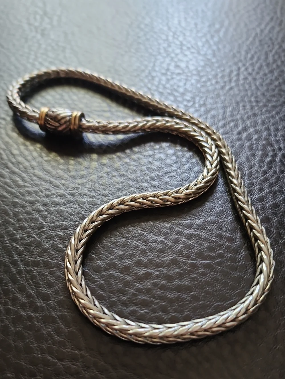 Braided Silver-Tone Rope Necklace with Magnetic Clasp